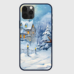 Чехол iPhone 12 Pro Новогодний снеговик с шарфом
