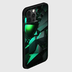 Чехол для iPhone 12 Pro Зеленые абстрактные объекты, цвет: 3D-черный — фото 2