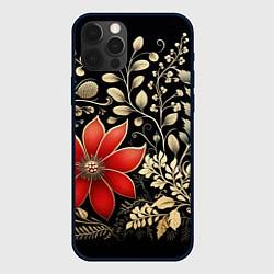 Чехол iPhone 12 Pro Новогодние цветы и листья
