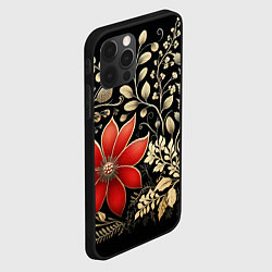 Чехол для iPhone 12 Pro Новогодние цветы и листья, цвет: 3D-черный — фото 2