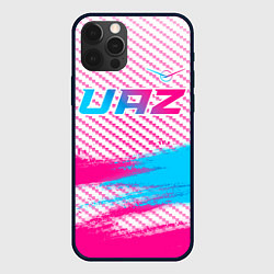 Чехол для iPhone 12 Pro UAZ neon gradient style посередине, цвет: 3D-черный
