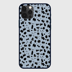 Чехол iPhone 12 Pro Черный абстрактный гранж на сером