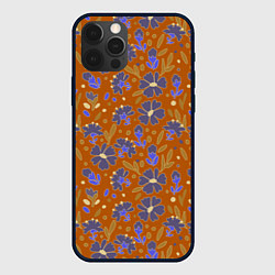 Чехол iPhone 12 Pro Цветы в поле коричневый цвет
