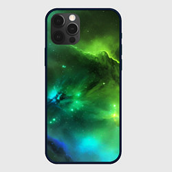 Чехол iPhone 12 Pro Бескрайний космос зелёный