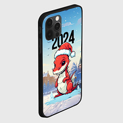 Чехол для iPhone 12 Pro Новогодний дракон 2024, цвет: 3D-черный — фото 2