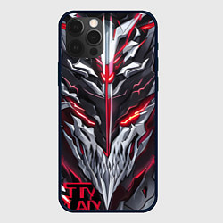 Чехол iPhone 12 Pro Красный неоновый кибер демон