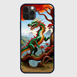 Чехол для iPhone 12 Pro Зеленый деревянный дракон, цвет: 3D-черный