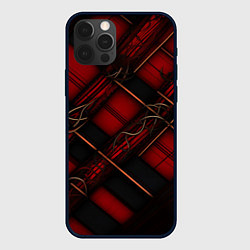 Чехол iPhone 12 Pro Тёмно-красная диагональная клетка