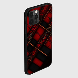 Чехол для iPhone 12 Pro Тёмно-красная диагональная клетка, цвет: 3D-черный — фото 2