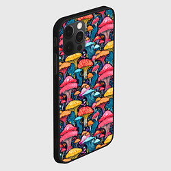 Чехол для iPhone 12 Pro Разноцветные грибы причудливый паттерн, цвет: 3D-черный — фото 2