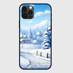 Чехол для iPhone 12 Pro Снежный зимний фон, цвет: 3D-черный