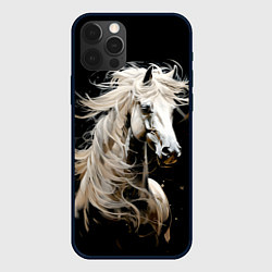 Чехол для iPhone 12 Pro Лошадь белая в ночи, цвет: 3D-черный
