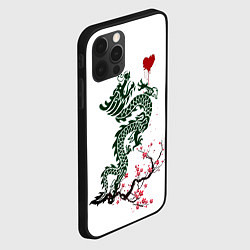 Чехол для iPhone 12 Pro Дракон на сакуре, цвет: 3D-черный — фото 2