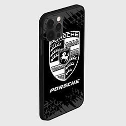 Чехол для iPhone 12 Pro Porsche speed на темном фоне со следами шин, цвет: 3D-черный — фото 2