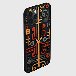 Чехол для iPhone 12 Pro Абстрактный паттерн в славянском стиле на тёмном ф, цвет: 3D-черный — фото 2