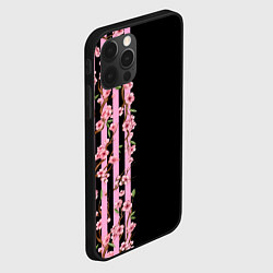 Чехол для iPhone 12 Pro Сакура и полосы, цвет: 3D-черный — фото 2