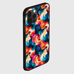 Чехол для iPhone 12 Pro Паттерн абстрактные разноцветные волны, цвет: 3D-черный — фото 2