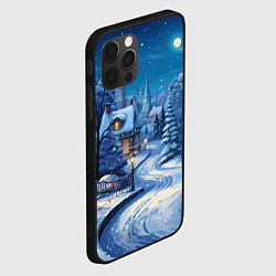 Чехол для iPhone 12 Pro Новогодняя ночь в деревушке, цвет: 3D-черный — фото 2