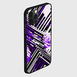 Чехол для iPhone 12 Pro Киберпанк линии белые и фиолетовые, цвет: 3D-черный — фото 2