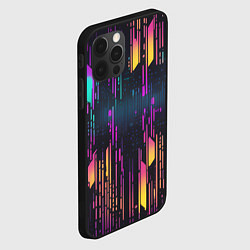 Чехол для iPhone 12 Pro Киберпанк полосы розовые и жёлтые, цвет: 3D-черный — фото 2
