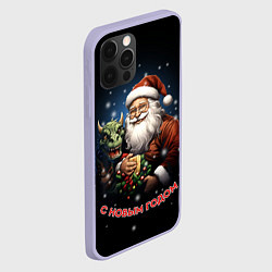 Чехол для iPhone 12 Pro Дед мороз с драконом, цвет: 3D-светло-сиреневый — фото 2