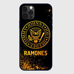 Чехол iPhone 12 Pro Ramones - gold gradient