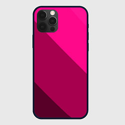 Чехол для iPhone 12 Pro Широкие розовые полосы, цвет: 3D-черный
