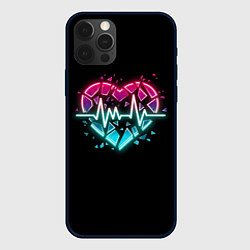 Чехол для iPhone 12 Pro Разбитое сердце с линией пульса со свечением, цвет: 3D-черный