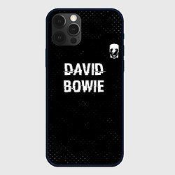 Чехол iPhone 12 Pro David Bowie glitch на темном фоне посередине