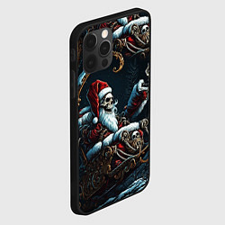 Чехол для iPhone 12 Pro Новогодний патерн со скелетом Санты, цвет: 3D-черный — фото 2