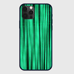 Чехол iPhone 12 Pro Абстракция полосы зелёные