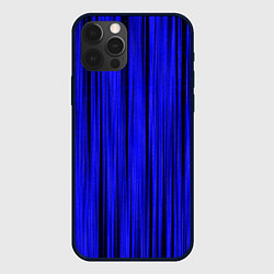 Чехол для iPhone 12 Pro Абстрактные полосы ультрамарин, цвет: 3D-черный