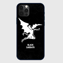 Чехол iPhone 12 Pro Black Sabbath glitch на темном фоне