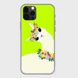 Чехол для iPhone 12 Pro Летняя лама - альпака в венке, цвет: 3D-светло-сиреневый