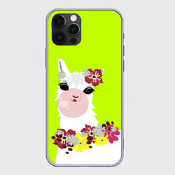 Чехол для iPhone 12 Pro Лама - альпака в венке, цвет: 3D-светло-сиреневый