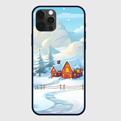 Чехол для iPhone 12 Pro Новогодняя деревушка, цвет: 3D-черный