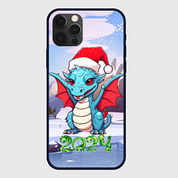 Чехол для iPhone 12 Pro Символ года дракон 2024, цвет: 3D-черный