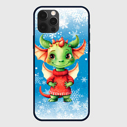 Чехол для iPhone 12 Pro Милый дракошка в свитере, цвет: 3D-черный