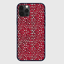 Чехол iPhone 12 Pro Белые пузырьки на красном фоне