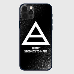 Чехол iPhone 12 Pro Thirty Seconds to Mars glitch на темном фоне