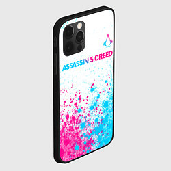 Чехол для iPhone 12 Pro Assassins Creed neon gradient style посередине, цвет: 3D-черный — фото 2