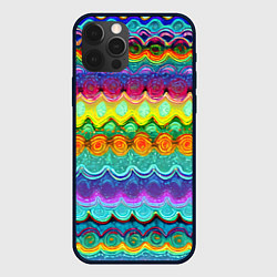 Чехол iPhone 12 Pro Разноцветные волнистые узоры