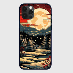 Чехол для iPhone 12 Pro Зимнее настроение новогодний рисунок, цвет: 3D-черный