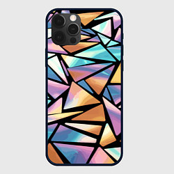 Чехол iPhone 12 Pro Радужные треугольники - кристаллы голографические