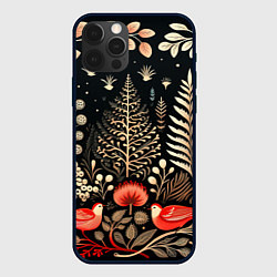 Чехол для iPhone 12 Pro Елочные узоры нового года, цвет: 3D-черный
