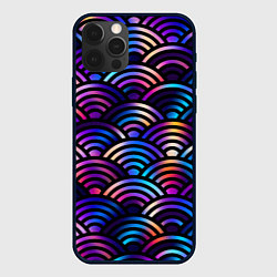 Чехол для iPhone 12 Pro Разноцветные волны-чешуйки, цвет: 3D-черный