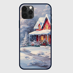 Чехол для iPhone 12 Pro Новогодний снежный дом, цвет: 3D-черный