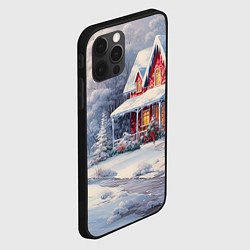 Чехол для iPhone 12 Pro Новогодний снежный дом, цвет: 3D-черный — фото 2