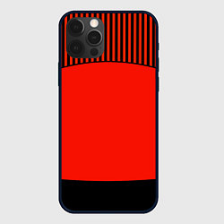 Чехол iPhone 12 Pro Оранжево черный комбинированный узор в полоску