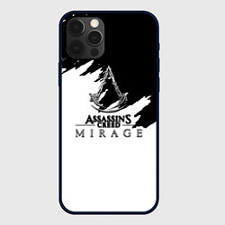 Чехол для iPhone 12 Pro Assassins creed mirage чернобелый, цвет: 3D-черный